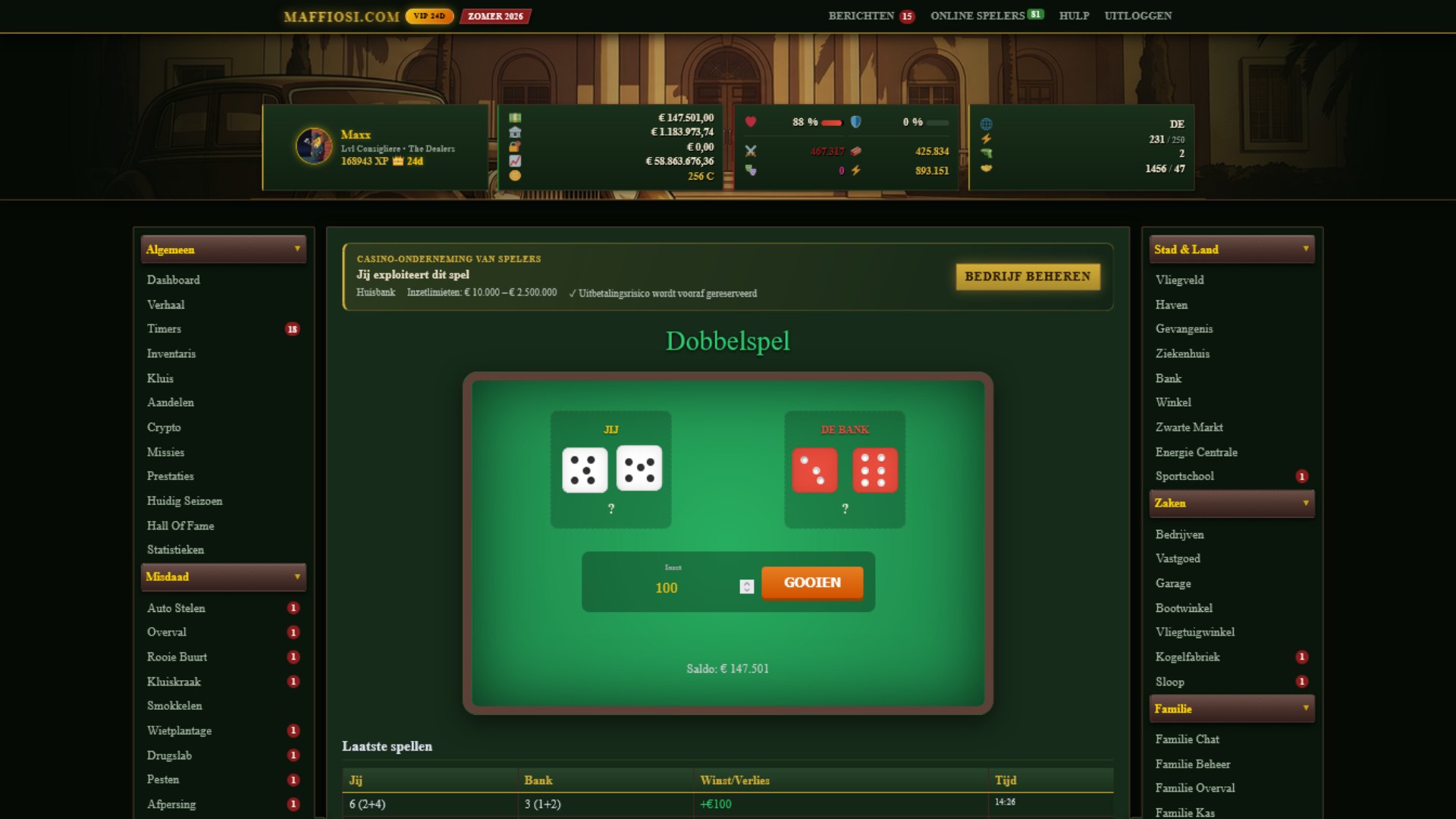 Gooi de dobbelstenen en hoop op een hoge score.